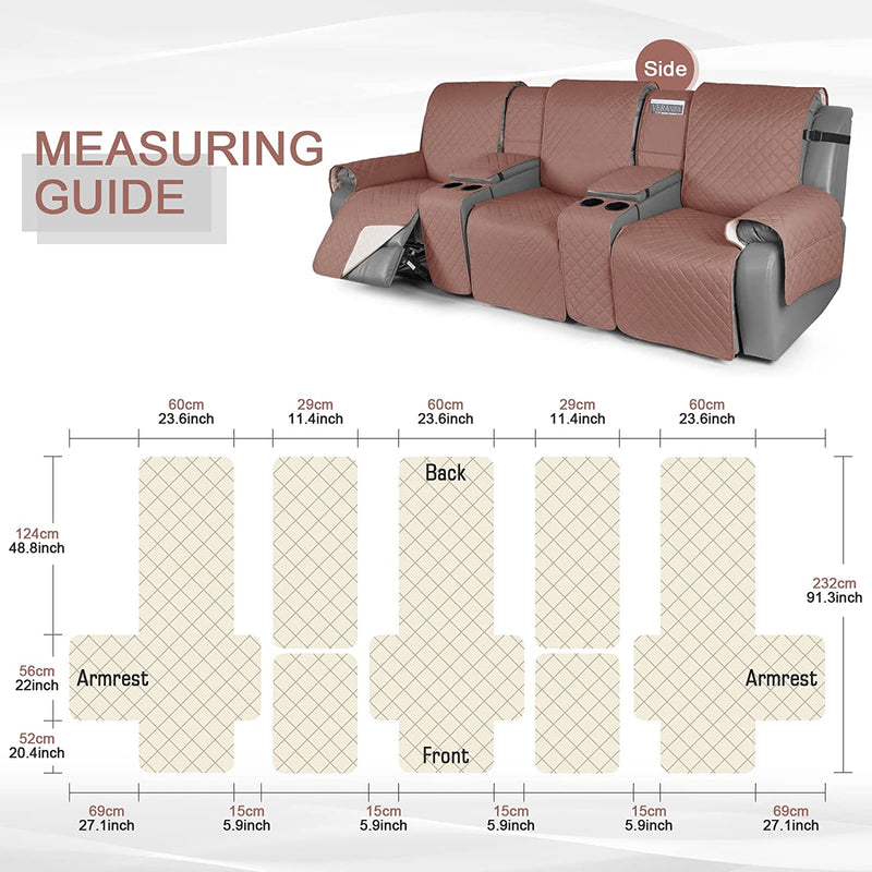 Kincam 100% Waterproof Recliner Sofa Cover, Reclining Couch Covers, Motion Recliner Couch Cover Furniture Protector with Elastic Straps, Caramel Home & Garden > Decor > Chair & Sofa Cushions KinCam   