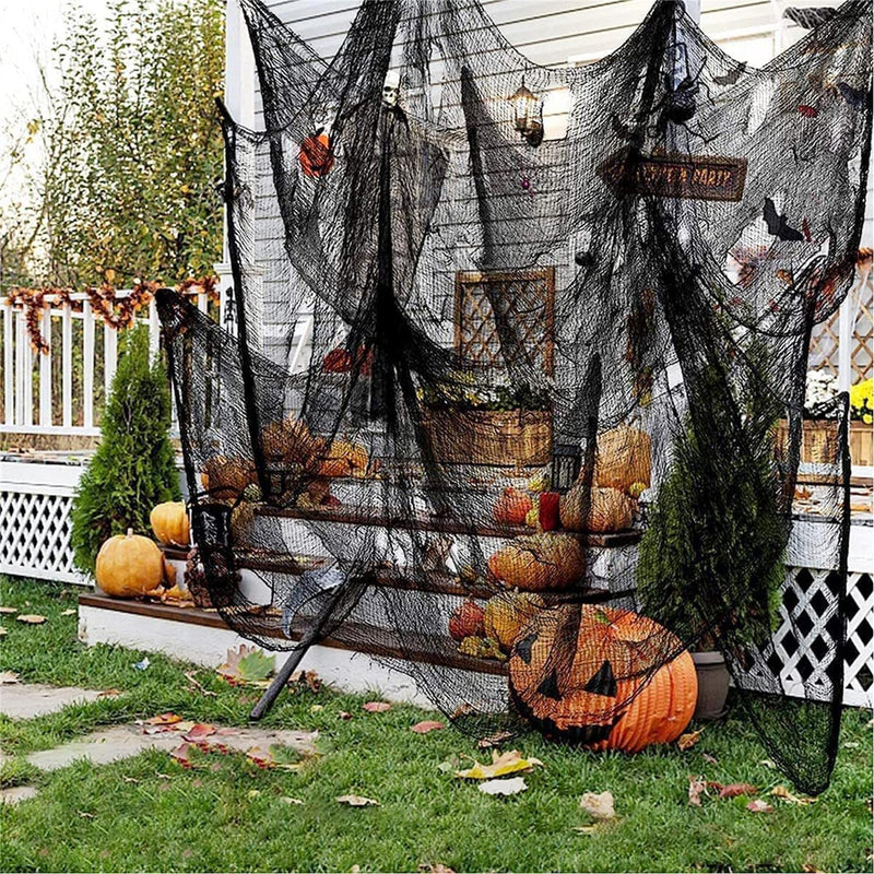Qtisky Set of 5 Halloween Creepy Cloth Decoration, Black Scary Halloween Gauze Cloth(72 X 30 In), Spooky Cloth Tapestry for Halloween Party Supplies Decorations Outdoor Yard Home Wall Decor  Qtisky   