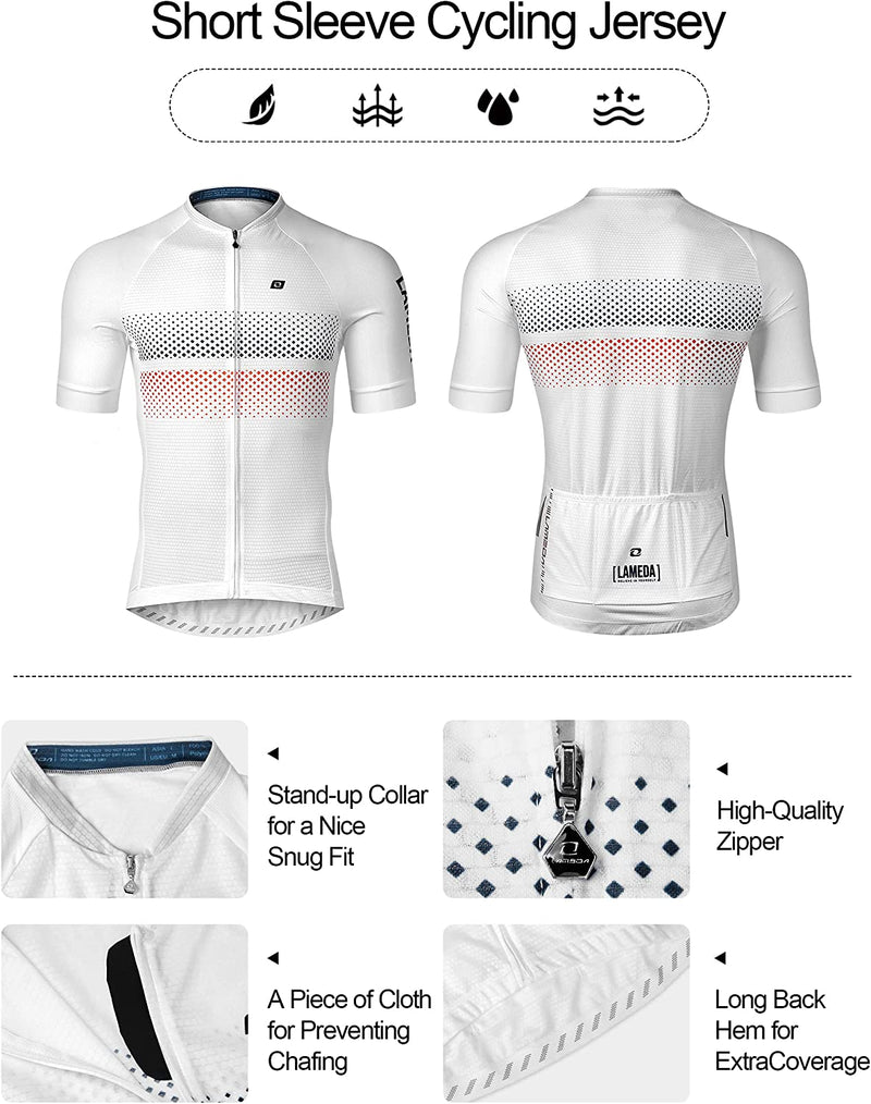 LAMEDA Men'S Cycling Jersey Breathable Lightweight Short Sleeve Elastic Pro Road Bike Shirt Full Zip Sporting Goods > Outdoor Recreation > Cycling > Cycling Apparel & Accessories LAMEDA   