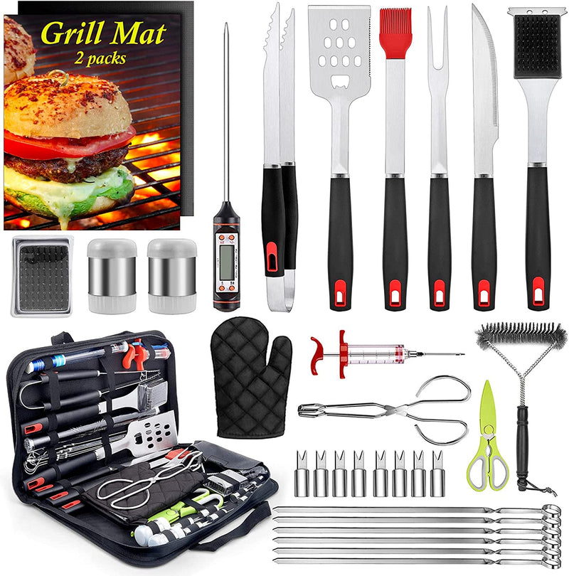 Hasteel Grill Utensil Set of 27, Heavy Duty Stainless Steel Barbecue Accessories with Carrying Bag, Complete BBQ Grilling Tools Kit Perfect for Outdoor BBQ Backyard Cooking, Dishwasher Safe & Man Gift Home & Garden > Kitchen & Dining > Kitchen Tools & Utensils HaSteeL Plastic BBQ Set of32 32 