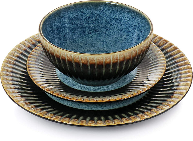 Elama round Stoneware Tavilla Collection Dinnerware Set for 4, 16 Piece, Multi Color Home & Garden > Kitchen & Dining > Tableware > Dinnerware Elama   