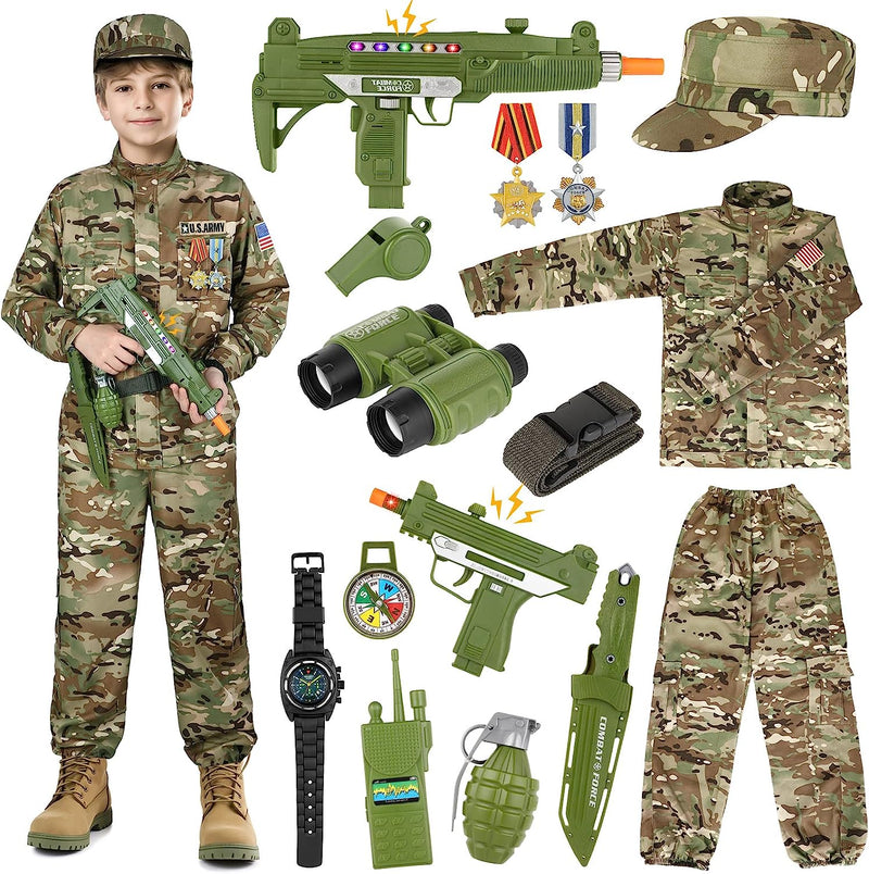 GIFTINBOX Army Costume for Kids, Boys Military Soldier Costume with Toy Accessories, Halloween Costumes for Boys Kids 3-12  GIFTINBOX   