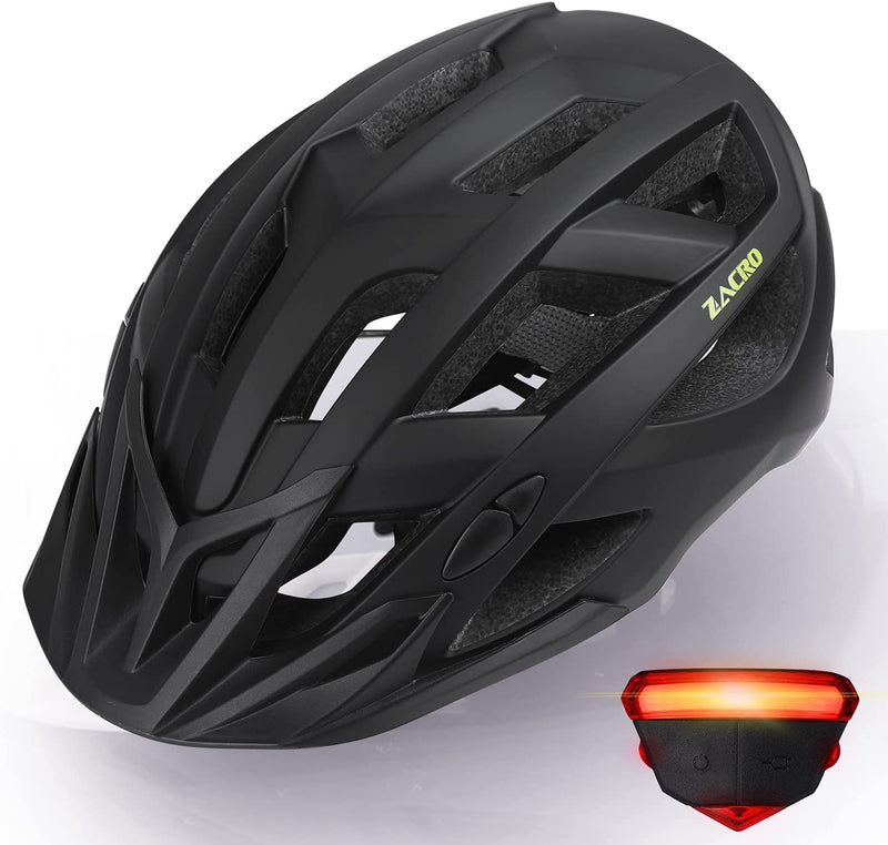 Zacro Adult Bike Helmet with Light - Adjustable Bike Helmets for Men Women Youth with Replacement Pads &Detachable Visor, Lightweight Cycling Helmet for Commuter Urban Scooter MTB Mountain &Road Biker Sporting Goods > Outdoor Recreation > Cycling > Cycling Apparel & Accessories > Bicycle Helmets Zacro Charcoal Black  