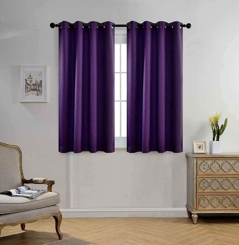 Miuco Room Darkening Texture Thermal Insulated Blackout Curtains for Bedroom 1 Pair 52X63 Inch Black Home & Garden > Decor > Window Treatments > Curtains & Drapes MIUCO Purple 52x63 inch 