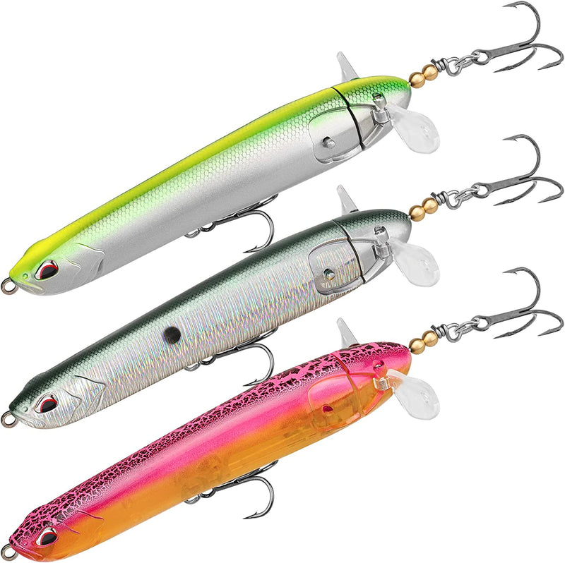 TRUSCEND Topwater Fishing Lures with BKK Hooks, Plopper Fishing Lure for Bass Catfish Pike Perch, Floating Minnow Bass Bait with Propeller Tail, Top Water Pencil Plopper Lures Freshwater or Saltwater Sporting Goods > Outdoor Recreation > Fishing > Fishing Tackle > Fishing Baits & Lures TRUSCEND E1-5",1oz  
