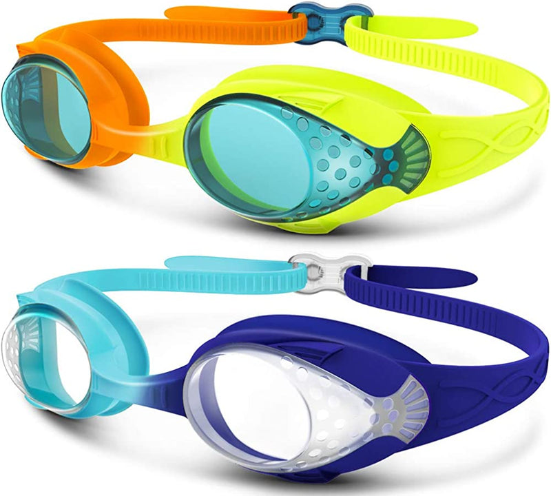 Outdoormaster Kids Swim Goggles 2 Pack - Quick Adjustable Strap Swimming Goggles for Kids Sporting Goods > Outdoor Recreation > Boating & Water Sports > Swimming > Swim Goggles & Masks OutdoorMaster 2 Pack-d  