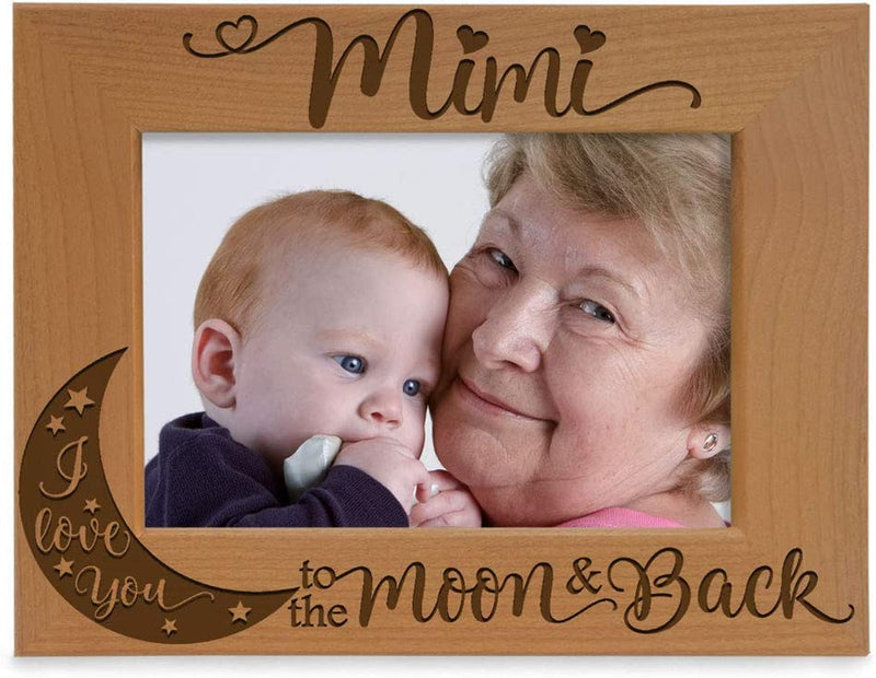 KATE POSH - Mimi I Love You to the Moon and Back Engraved Natural Wood Picture Frame, Grandparent'S Day Gifts, Grandma Gifts, for Nana, (4X6-Vertical) Home & Garden > Decor > Picture Frames Kate Posh 4x6-Horizontal  