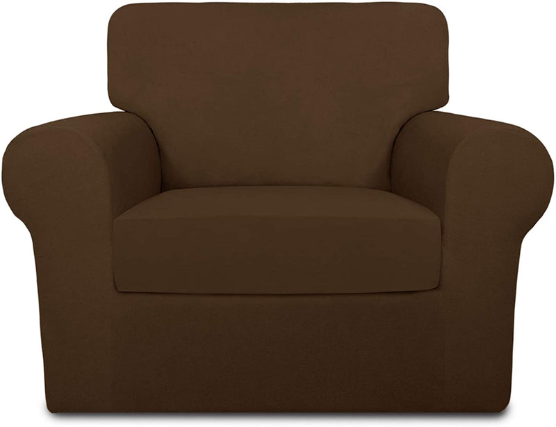 Purefit 4 Pieces Super Stretch Chair Couch Cover for 3 Cushion Slipcover – Spandex Non Slip Soft Sofa Cover for Kids, Pets, Washable Furniture Protector (Sofa, Brown) Home & Garden > Decor > Chair & Sofa Cushions PureFit Coffee Small 