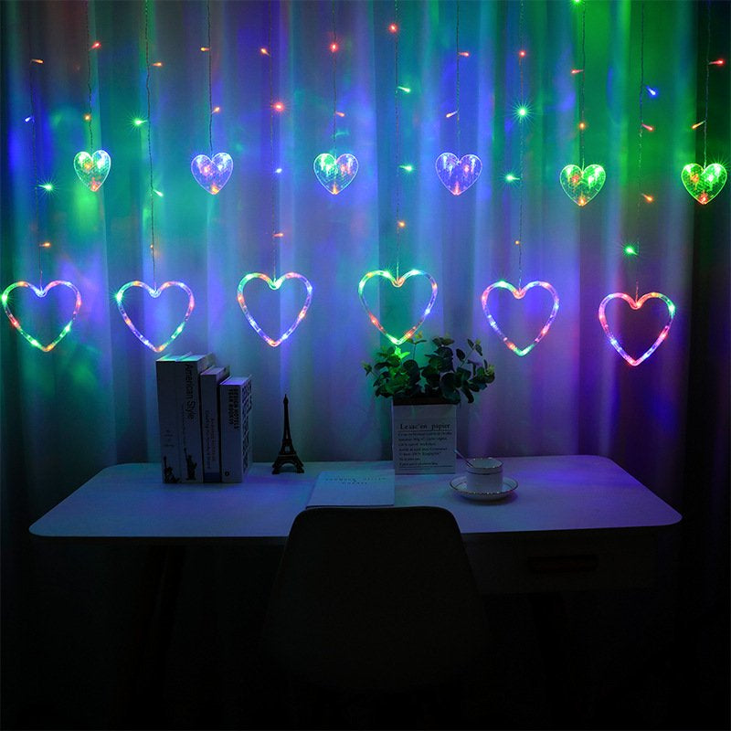 Heart Window Curtain String Lights for Decorations, HAPPIWIZ Heart-Shaped USB Powered LED Lights,138 LED 12 Hanging String Lights for Valentine'S Day Window Decor Girls Room Decor,Multicolor Home & Garden > Lighting > Light Ropes & Strings Happiwiz Multicolor  