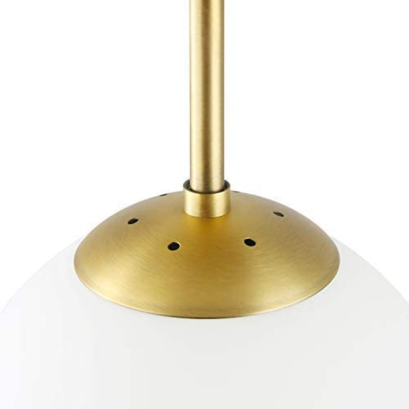 Light Society Zeno Globe Semi Flush Mount Ceiling Light, Matte White with Brass Finish, Contemporary Mid Century Modern Style Lighting Fixture (LS-C176-BRS-MLK)