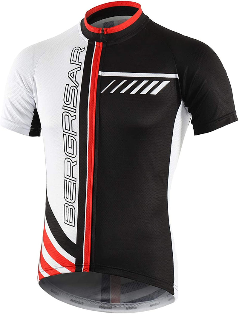 BERGRISAR Men'S Cycling Jerseys Short Sleeves Bike Shirt Sporting Goods > Outdoor Recreation > Cycling > Cycling Apparel & Accessories bergrisar official 8002white XX-Large 