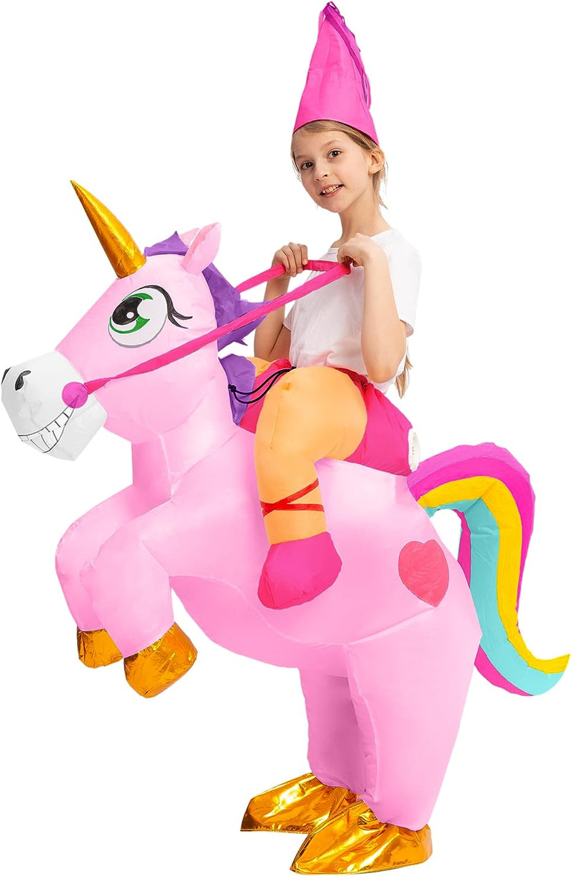 Spooktacular Creations Inflatable Costume Riding a Unicorn Air Blow-Up Deluxe Halloween Costume  Joyin Inc Pink 7-10 Yrs 