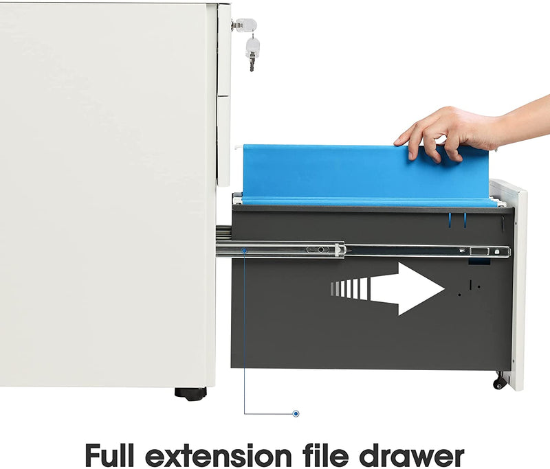 DEVAISE 3-Drawer Slim Vertical File Cabinet, Fully Assembled except Casters, Legal/Letter Size, White Home & Garden > Household Supplies > Storage & Organization DEVAISE   