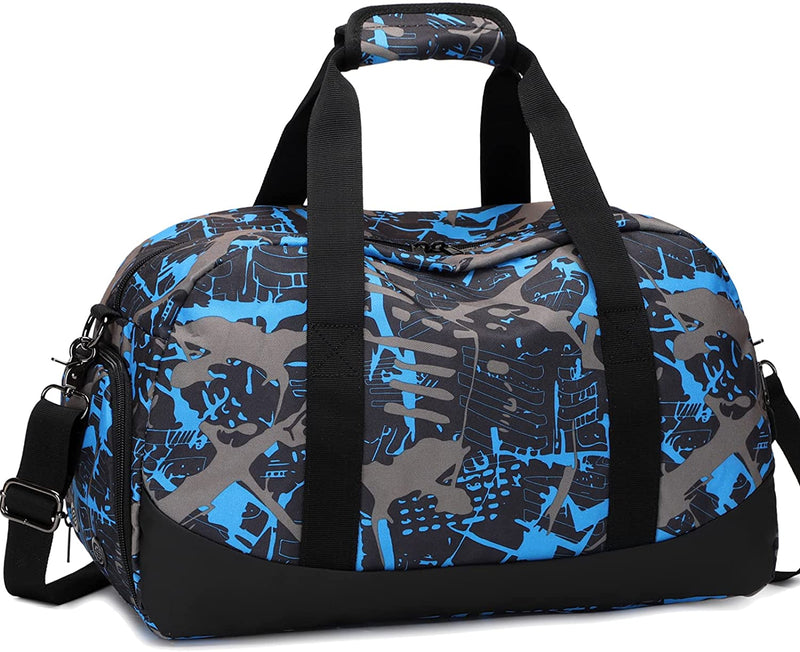 Girls Dance Duffle Bag，Gymnastics Sports Bag for Girls, Kids Small Overnight Weekender Carry on Travel Bag with Shoe Compartment and Wet Pocket Panda Home & Garden > Household Supplies > Storage & Organization Octsky 10-Blue-Graffiti  