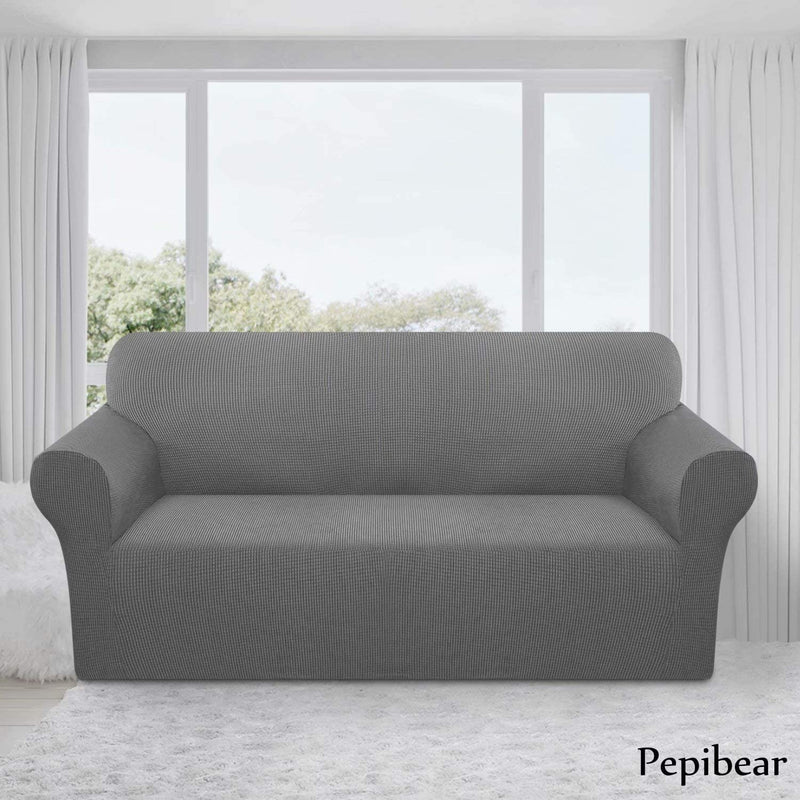 Pepibear Luxurious Sofa Cover for 3 Cushion Couch anti Slip Stylish Couch Cover Super Soft Sofa Slipcovers Washable Furniture Protector with Elastic Bottom (Large, Light Gray) Home & Garden > Decor > Chair & Sofa Cushions Pepibear   