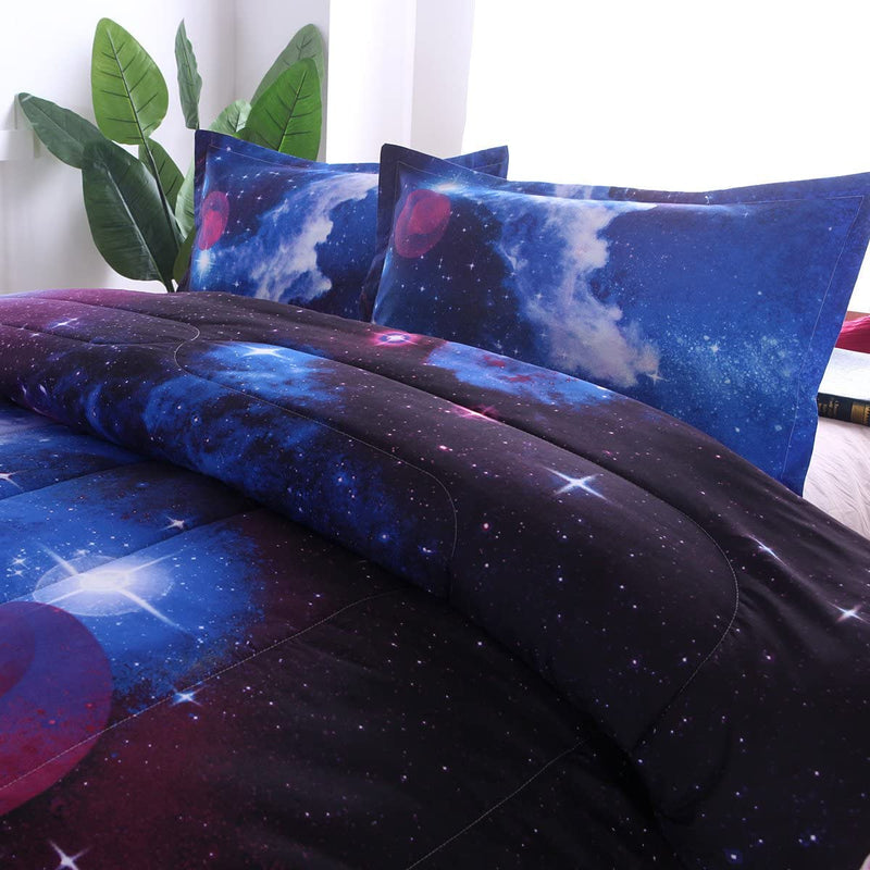 NTBED Galaxy Comforter Set Full Size with 2 Matching Pillow Shams Sky Oil Printing Outer Space Bedding Sets for Teens Boys Girls Home & Garden > Linens & Bedding > Bedding NTBED   