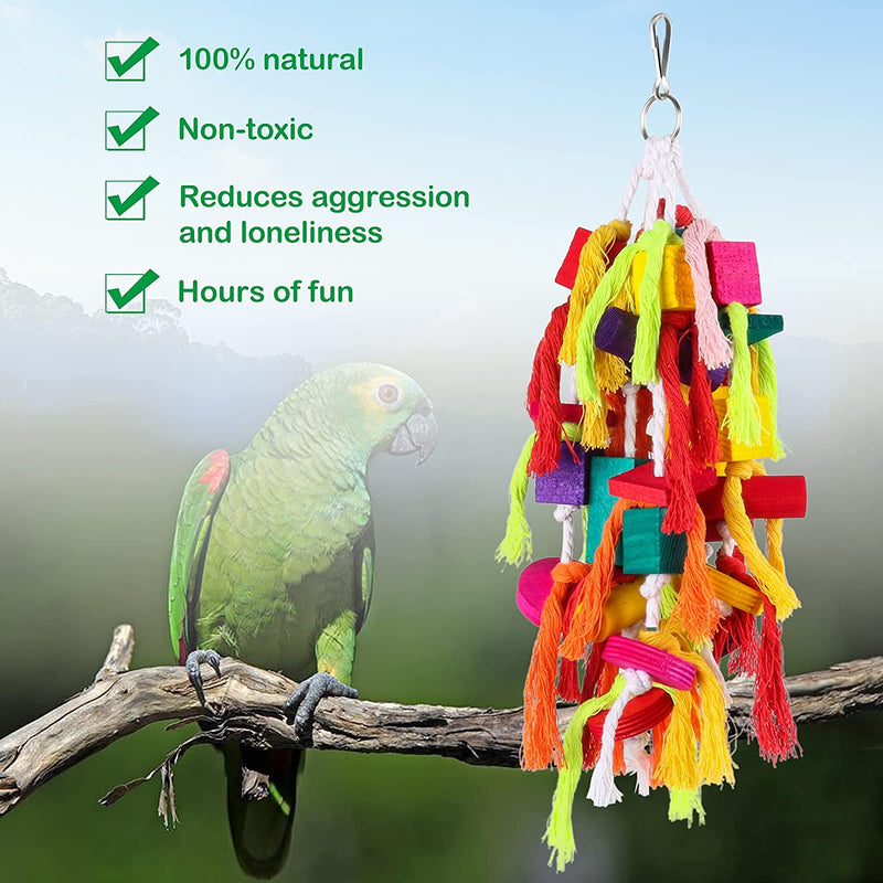 Rypet Large and Small Parrot Chewing Toys - Parrot Cage Bite Toys Wooden Block Tearing Toys for Conures Cockatiels African Grey and Other Parrots Animals & Pet Supplies > Pet Supplies > Bird Supplies > Bird Toys Rypet   
