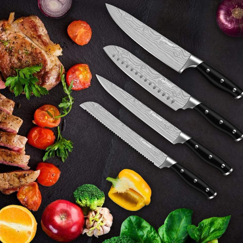 Knife Set, 23 Pcs Kitchen Knife Set with Block & Sharpener Rod, High Carbon Stainless Steel Chef Knife Set, Ultra Sharp, Full-Tang Design Home & Garden > Kitchen & Dining > Kitchen Tools & Utensils > Kitchen Knives TAIMASI   