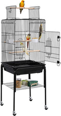 Topeakmart 53.5'' Iron Open Play Top Bird Cage with Stand & Perch for Small Birds Budgies Lovebirds Parakeets, Almond Animals & Pet Supplies > Pet Supplies > Bird Supplies Topeakmart Black  