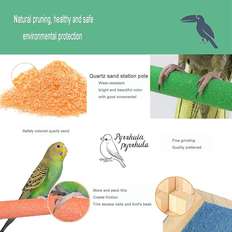PINVNBY Colorful Bird Perch Stand Platform Sand Paw Grinding Stick Wood Parrot Stand Platform for Cockatiels Parakeets Canaries Hummingbird Little White Budgie（4 Pcs+Color Random） Animals & Pet Supplies > Pet Supplies > Bird Supplies PINVNBY   