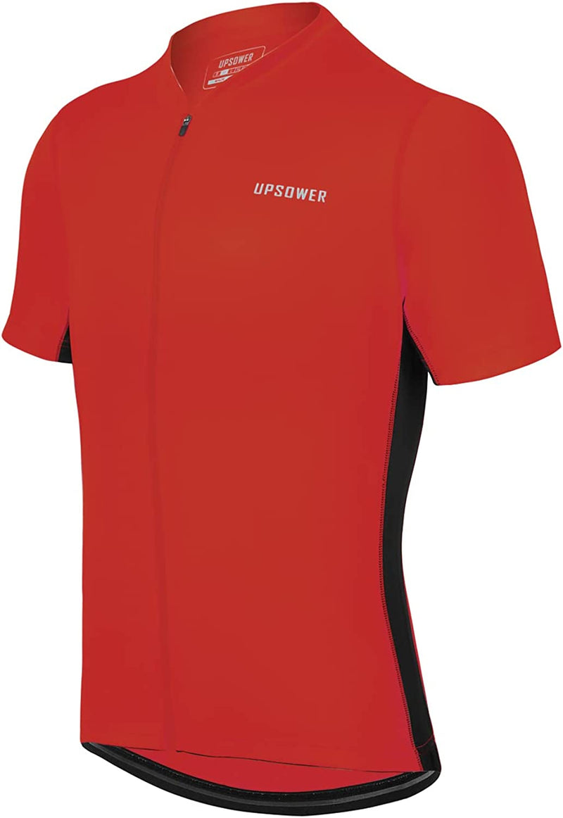 UPSOWER Men'S Cycling Jersey - Breathable Quick Drying Bike Shirts Short Sleeve Full Zip Reflective with 4 Rear Pockets Sporting Goods > Outdoor Recreation > Cycling > Cycling Apparel & Accessories UPSOWER Red XX-Large 