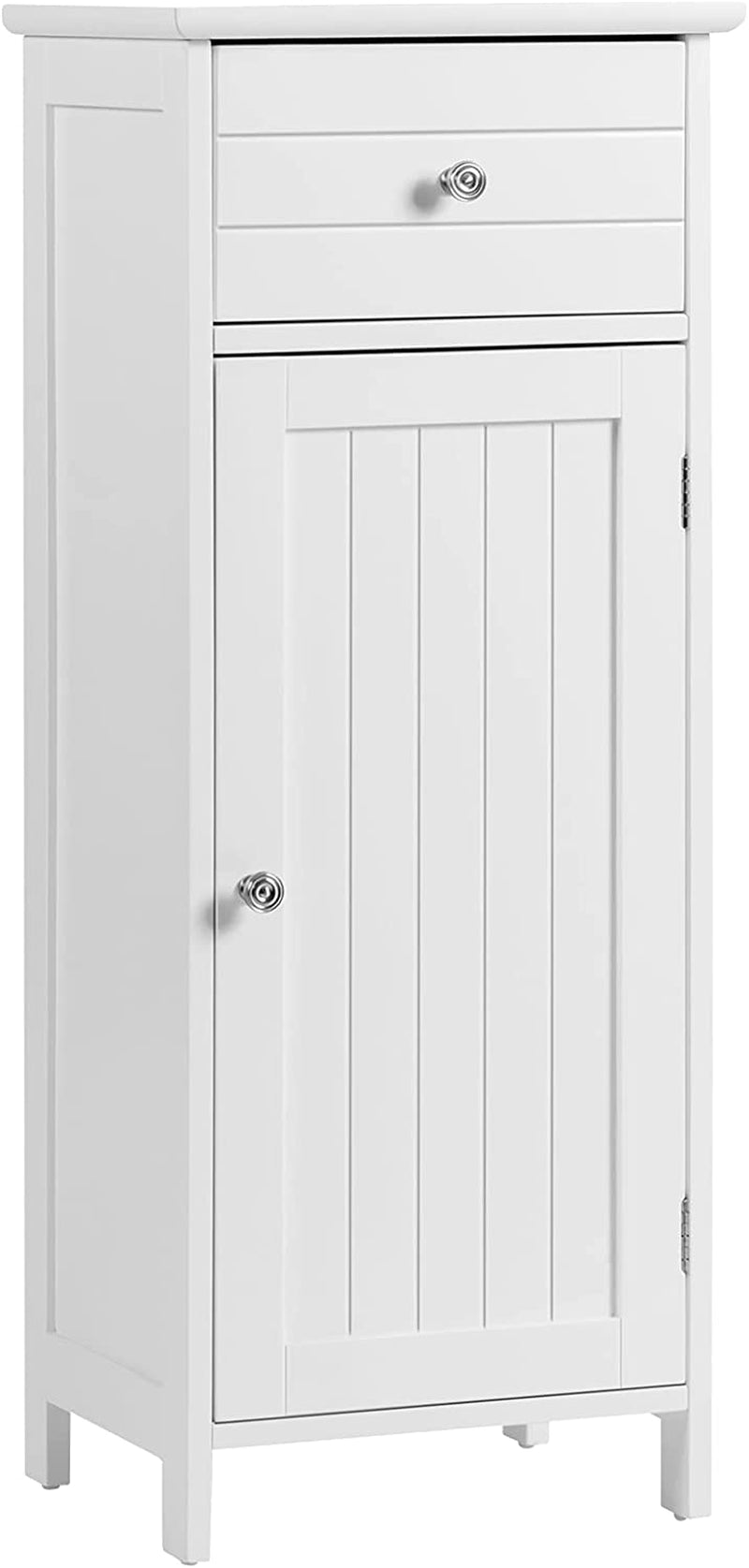 Tangkula Bathroom Floor Cabinet, Freestanding Storage Cabinet with Adjustable Shelf and Drawer, Anti-Tilt Design, Wooden Floor Storage Cabinet for Bathroom Living Room, 14 X 12 X 34.5 Inches (White) Home & Garden > Household Supplies > Storage & Organization Tangkula White  