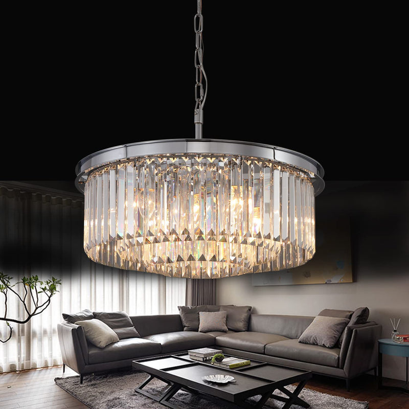 Gmlixin Crystal Chandelier Modern Chrome Chandeliers Lighting Pendant Ceiling Light Fixture 3-Tier for Dining Room Living Room Bedroom, W20'' Home & Garden > Lighting > Lighting Fixtures > Chandeliers GMlixin Chrome 20 Inch 