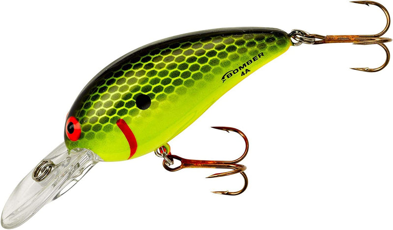 BOMBER Lures Model a Crankbait Fishing Lure Sporting Goods > Outdoor Recreation > Fishing > Fishing Tackle > Fishing Baits & Lures BOMBER Chartreuse Black Scales 2 1/8 ", 5/16 oz 