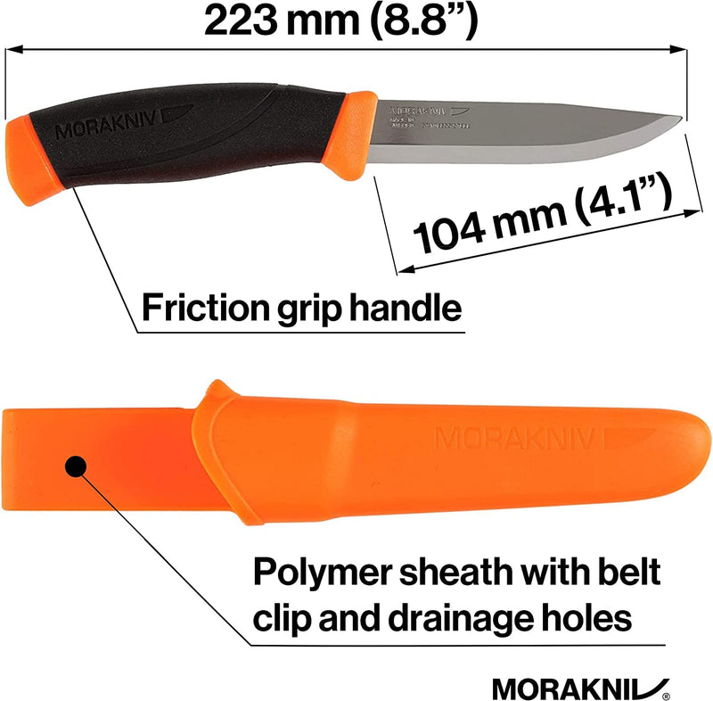Morakniv Companion Fixed Blade Outdoor Knife with Sandvik Stainless Steel Blade, 4.1-Inch, Orange (M-11824) Sporting Goods > Outdoor Recreation > Fishing > Fishing Rods Industrial Revolution   