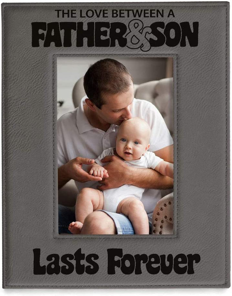 KATE POSH the Love between a Father & Son Is Forever Engraved Leather Picture Frame, Father of the Groom, Best Dad Ever, First Father'S Day, Daddy & Me Gifts (4" X 6" Vertical) Home & Garden > Decor > Picture Frames KATE POSH 4" x 6" Vertical  