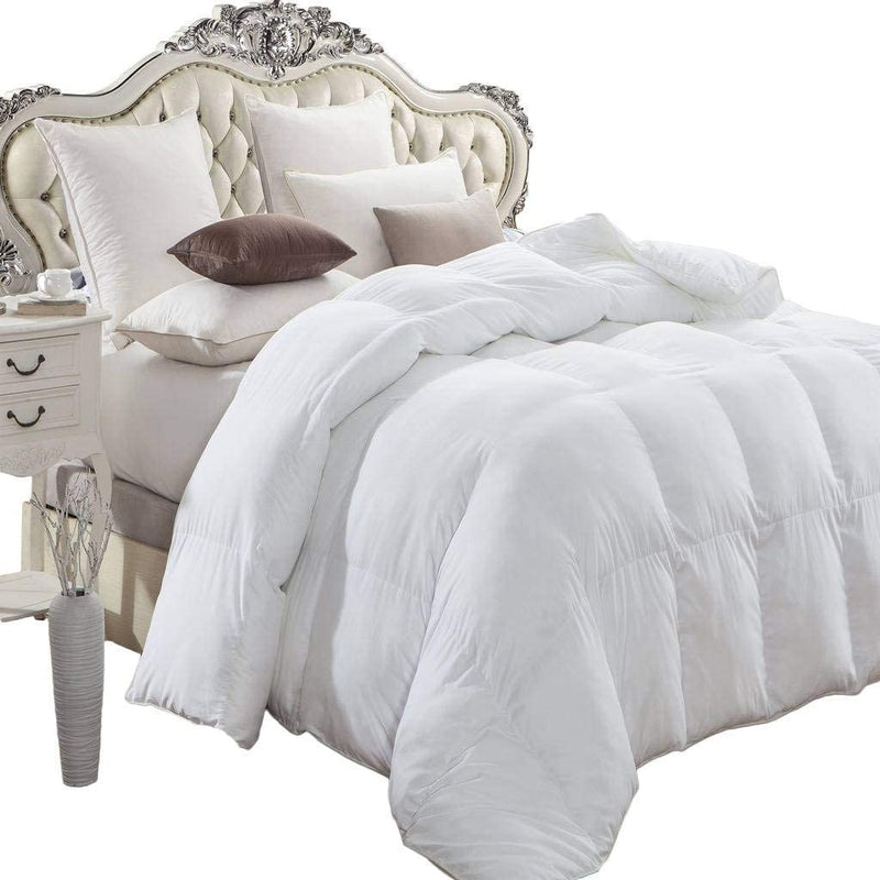 Luxurious King Size 1200 Thread Count Goose down Alternative Comforter, 100 Percent Egyptian Cotton, 1200 TC, 750FP, 50Oz, Solid White down Alt Comforter
