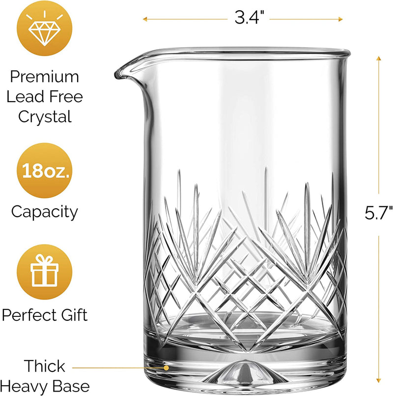 MOFADO Crystal Cocktail Mixing Glass - 18Oz 550Ml - Thick Weighted Bottom - Premium Seamless Design - Professional Quality Home & Garden > Kitchen & Dining > Barware Mofado   