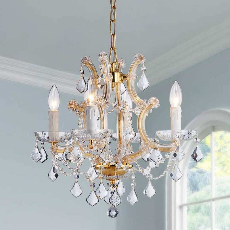 SM SAINT MOSSI 4 Light Crystal Maria Therese Chandelier Light Fixture,Modern Chandelier Crystal Chandelier for Bedroom,Dining Room,Living Room,H 17 in X W 18 in W/ Adjustable Chain Home & Garden > Lighting > Lighting Fixtures > Chandeliers SM Saint Mossi Gold:4-Lights  