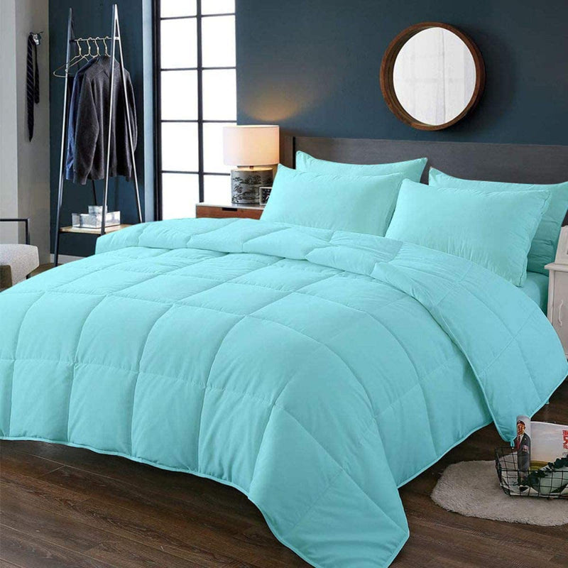 Comforter Bed Set - All Season Chocolate down Alternative Quilted Comforter Bed Set - 100% Cotton 800 Thread Count - Duvet Insert or Stand Alone Comforter - 3 Pcs Set - Oversized Queen Home & Garden > Linens & Bedding > Bedding > Quilts & Comforters BSC Collection Aqua Oversized Queen 