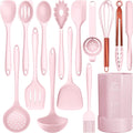 Silicone Cooking Utensils Set - 446°F Heat Resistant Kitchen Utensils,Turner Tongs,Spatula,Spoon,Brush,Whisk,Kitchen Utensil Gadgets Tools Set for Nonstick Cookware,Dishwasher Safe (BPA Free) Home & Garden > Kitchen & Dining > Kitchen Tools & Utensils KitcookJamoon Pink  