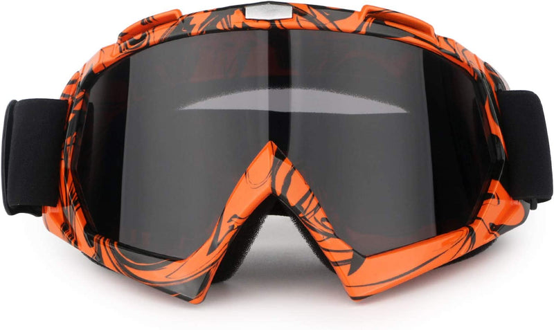 Motorcycle Goggles ATV Dirt Bike anti Scratch Motocross UV400 Protect Bendable Eyewear off Road Dust Proof anti Fog Riding Goggles with Adjustable Strap &Color Lens (Maple Grey) Sporting Goods > Outdoor Recreation > Cycling > Cycling Apparel & Accessories GGBuy Black Orange Camo  