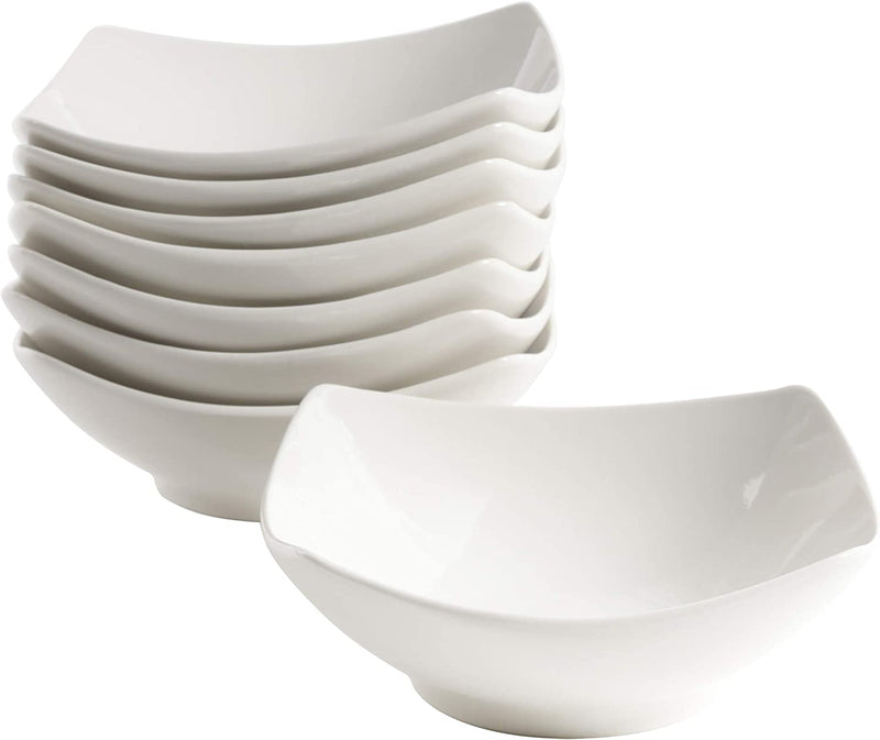 Gibson Home Zen Buffet Dinnerware, 8-Piece Porcelain Dinner Plate Set, White