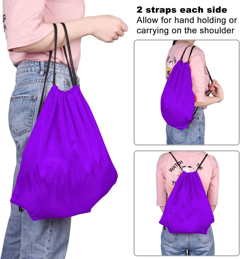 KUUQA 12 Pcs Drawstring Backpack Bags Sport Gym Sack Cinch Bags Bulk for School Traveling and Storage (Purple) Home & Garden > Household Supplies > Storage & Organization KUUQA   