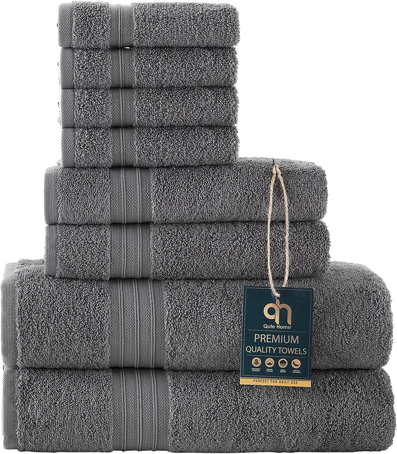 Qute Home 4-Piece Washcloths, Bosporus Collection 100% Turkish Cotton Premium Quality Towels for Bathroom, Quick Dry Soft and Absorbent Turkish Towel, Set Includes 4 Wash Cloths (Coral Red) Home & Garden > Linens & Bedding > Towels Qute Home Grey 8 Piece Towel Set 