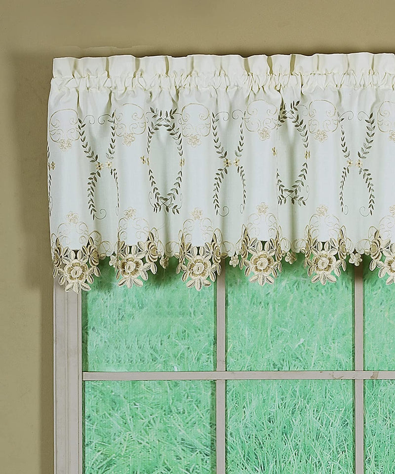 Today'S Curtain Verona Reverse Embroidery Tie-Up Shade, 63", Ecru/Rose Home & Garden > Decor > Window Treatments > Curtains & Drapes Today's Curtain Ecru/Antiqu Tailored Val 70"W X 18"L 