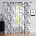 FMFUNCTEX Branch White Curtains 84” for Living Room Grey and Auqa Bluetree Branches Print Curtain Set Wrinkle Free Thick Linen Textured Semi-Sheer Window Drapes for Bedroom Grommet Top, 2 Panels Home & Garden > Decor > Window Treatments > Curtains & Drapes FMFUNCTEX Black 50" x 84" 