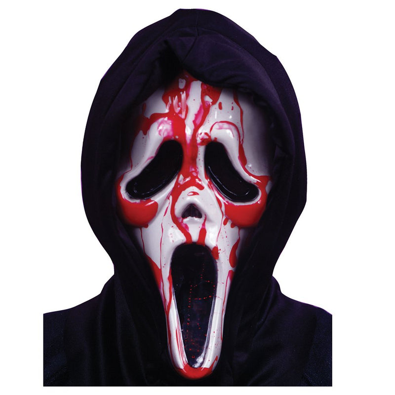 Fun World Multi-Color Plastic Halloween Scream Costume Mask, with Blood Pump for Adult