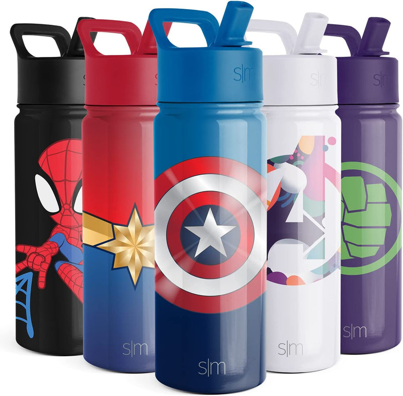 Simple Modern Marvel Spider Man Kids Water Bottle with Straw Lid | Insulated Stainless Steel Reusable Tumbler Gifts for School, Toddlers, Girls, Boys | Summit Collection | 14Oz, Spider Armor Home & Garden > Kitchen & Dining > Tableware > Drinkware Simple Modern Captain America Shield 18oz Water Bottle 