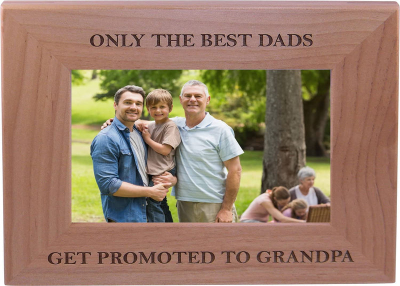 Only the Best Dads Get Promoted to Grandpa 4X6 Inch Wood Picture Frame - Great Gift for Father'S Day Birthday for Dad Grandpa Papa Husband Home & Garden > Decor > Picture Frames CustomGiftsNow 4x6-inch Horizontal  