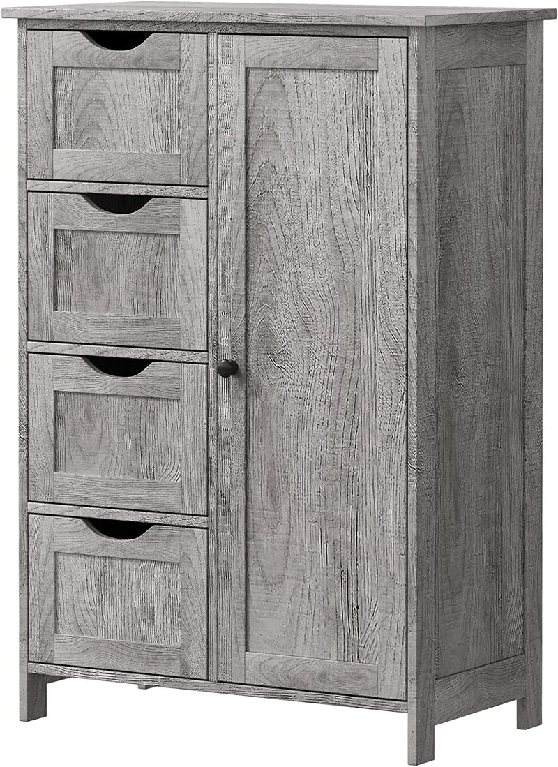 Irontar Bathroom Storage, Freestanding Bathroom Cabinet, Storage Cabinet Organizer with 4 Drawers and Adjustable Shelf for Home Office Furniture, White CWG005W Home & Garden > Household Supplies > Storage & Organization Irontar Rustic Grey  