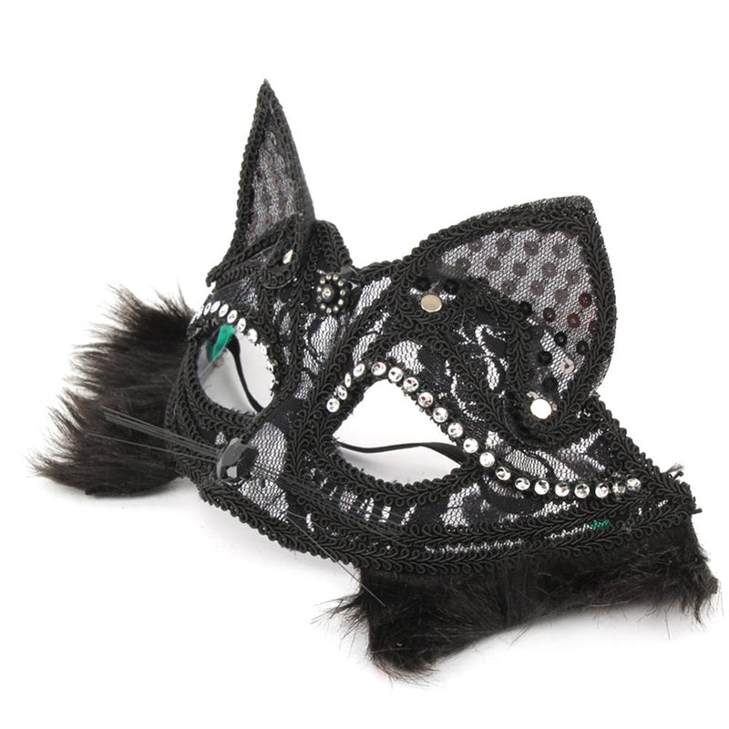 Sarkoyar Women Fox Half Face Lace Eye Mask Masquerade Festival Dress up Party Props Apparel & Accessories > Costumes & Accessories > Masks Sarkoyar   