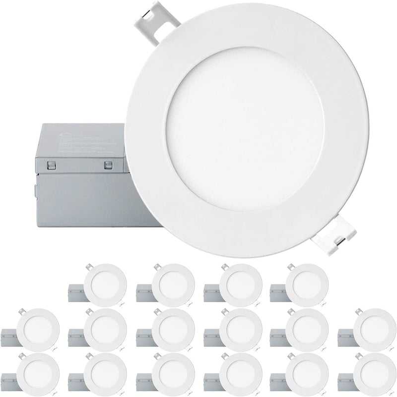 QPLUS 4Inch Dimmable LED Recessed Light, Ultra Thin Ceiling Lights with Junction Box, Canless Downlight, 10W=75W, 750LM, IC Rated, ETL, Energy Star, CSA Approved, Airtight, 4000K Bright White – 4PK Home & Garden > Lighting > Flood & Spot Lights QPLUS 3000K 16 pack 