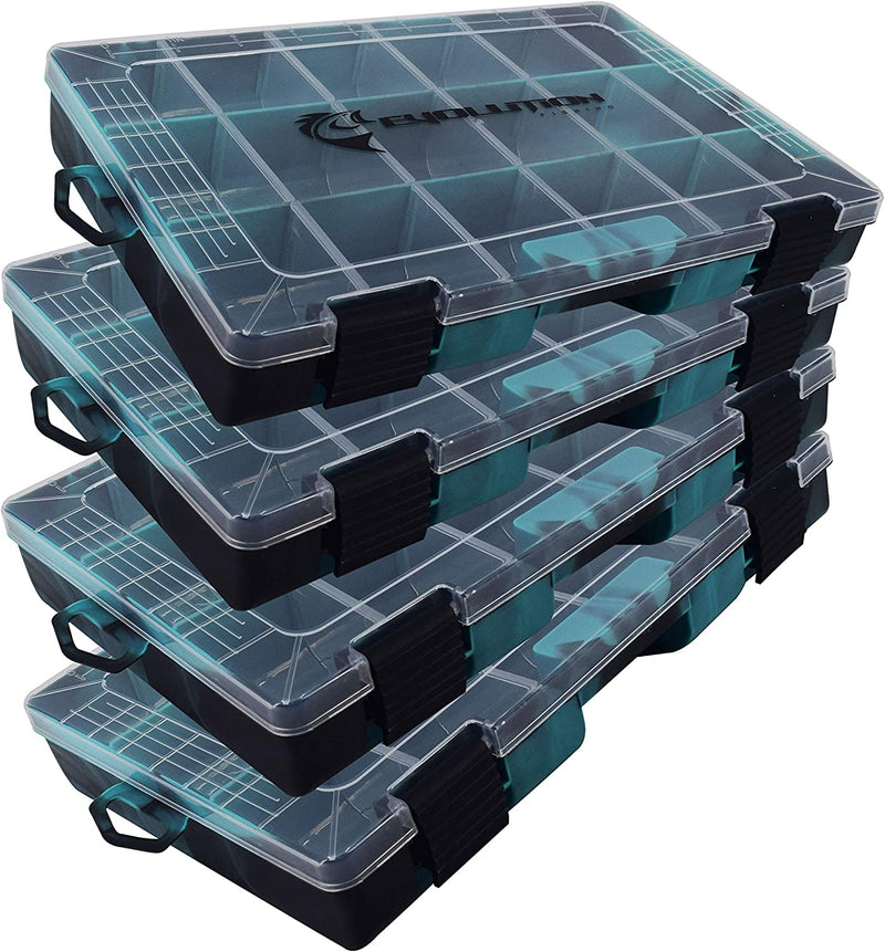 Evolution Outdoor 3600 Drift Series Fishing Tackle Tray – Colored Tackle Box Organizer with Removable Compartments, Clear Lid, 2 Latch Closure, Utility Box Storage Sporting Goods > Outdoor Recreation > Fishing > Fishing Tackle Evolution Outdoor Seafoam Green 4 pk 
