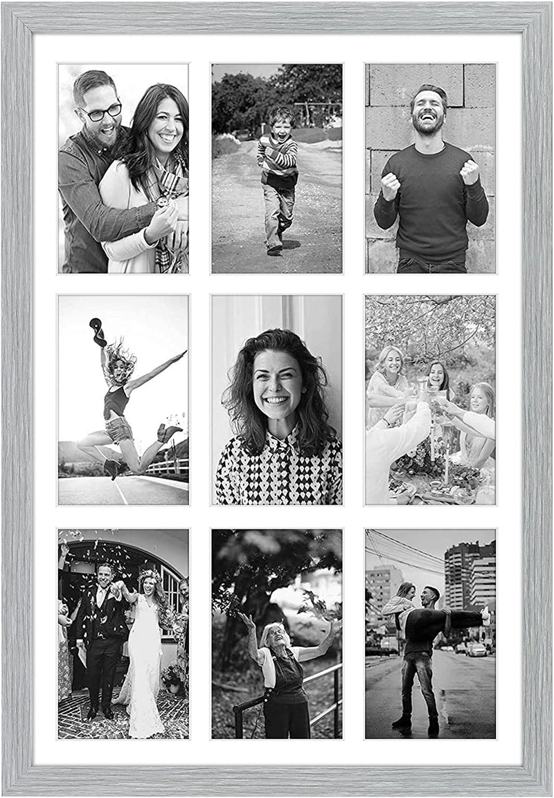 Golden State Art, 13.6X19.7 Black Photo Wood Collage Frame with Real Glass and White Displays (9) 4X6 Pictures Home & Garden > Decor > Picture Frames Golden State Art Wood - Grey With White Mat 1 Pack 