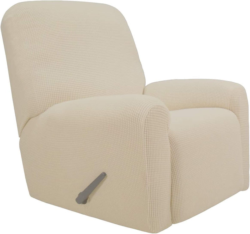 Purefit Stretch Recliner Sofa Slipcover with Pocket with Pocket – Spandex Jacquard Non Slip Soft Couch Sofa Cover, Washable Furniture Protector with Elastic Bottom for Kids (Recliner, Chocolate) Home & Garden > Decor > Chair & Sofa Cushions PureFit Ivory  